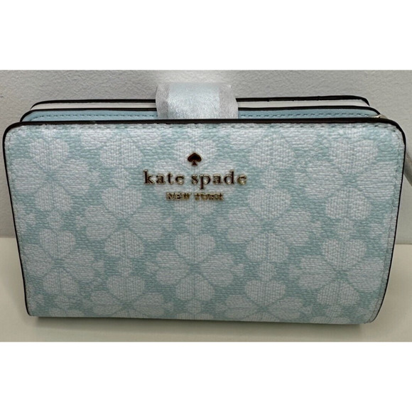 Coming 5/2 Kate Spade Signature Blue Glow, Spade Flower Bifold Wallet NWT - Picture 1 of 7